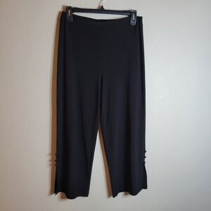 Bali Black Cropped Women's Pants With Side Slits & Button Accents Ladies 4
